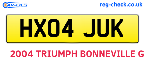 HX04JUK are the vehicle registration plates.
