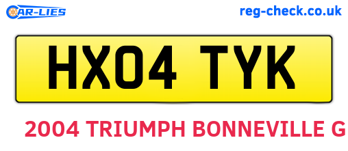 HX04TYK are the vehicle registration plates.