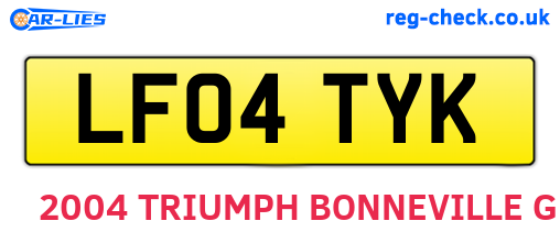 LF04TYK are the vehicle registration plates.