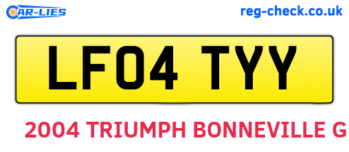 LF04TYY are the vehicle registration plates.