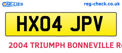 HX04JPV are the vehicle registration plates.