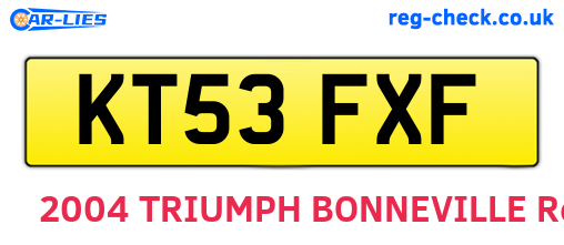 KT53FXF are the vehicle registration plates.