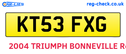 KT53FXG are the vehicle registration plates.