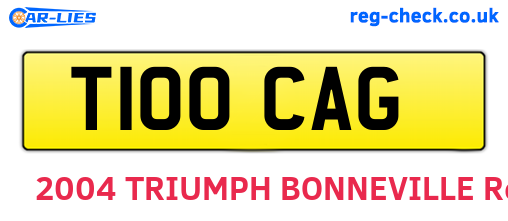 T100CAG are the vehicle registration plates.