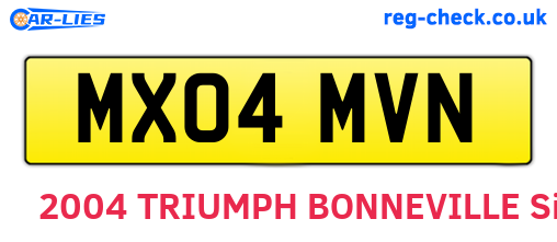 MX04MVN are the vehicle registration plates.