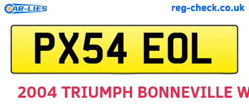 PX54EOL are the vehicle registration plates.
