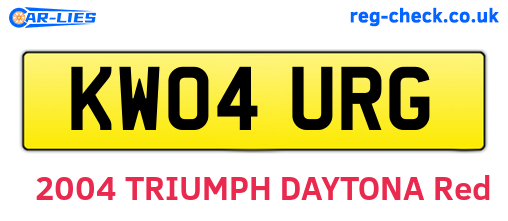 KW04URG are the vehicle registration plates.