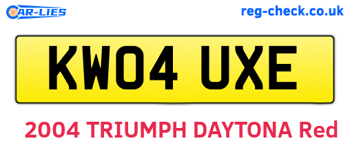 KW04UXE are the vehicle registration plates.
