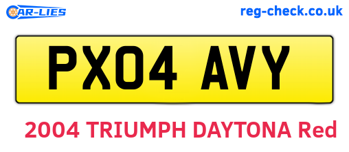 PX04AVY are the vehicle registration plates.