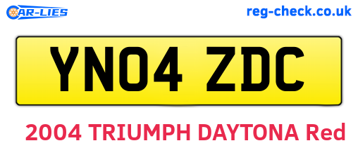 YN04ZDC are the vehicle registration plates.