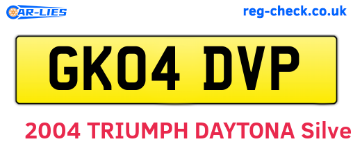 GK04DVP are the vehicle registration plates.