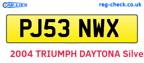 PJ53NWX are the vehicle registration plates.
