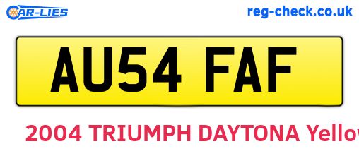 AU54FAF are the vehicle registration plates.