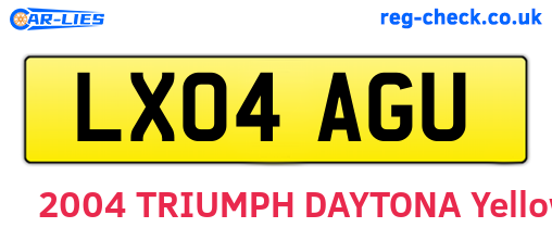 LX04AGU are the vehicle registration plates.