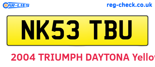 NK53TBU are the vehicle registration plates.