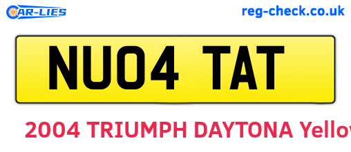 NU04TAT are the vehicle registration plates.