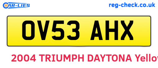 OV53AHX are the vehicle registration plates.