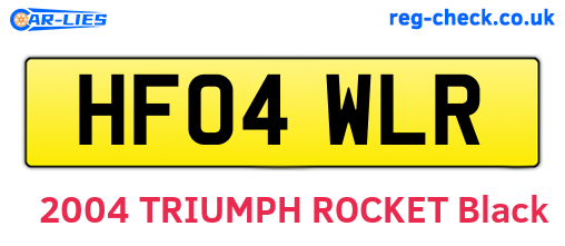 HF04WLR are the vehicle registration plates.
