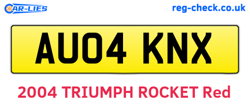 AU04KNX are the vehicle registration plates.