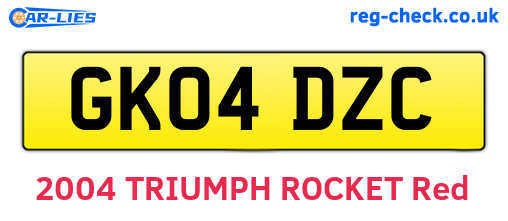 GK04DZC are the vehicle registration plates.