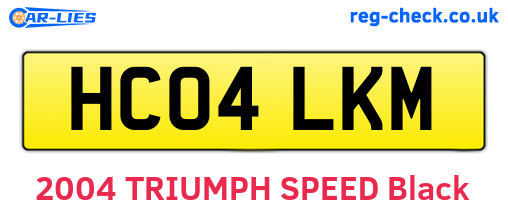 HC04LKM are the vehicle registration plates.