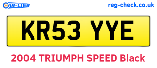 KR53YYE are the vehicle registration plates.
