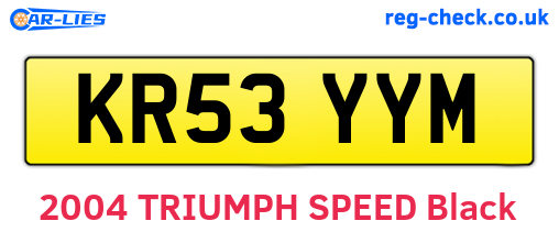 KR53YYM are the vehicle registration plates.