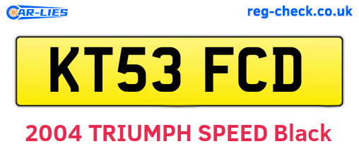 KT53FCD are the vehicle registration plates.