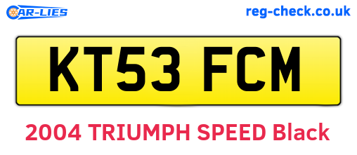 KT53FCM are the vehicle registration plates.