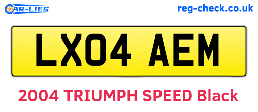 LX04AEM are the vehicle registration plates.