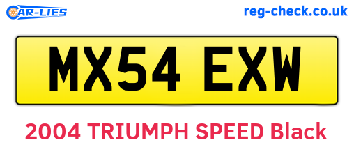 MX54EXW are the vehicle registration plates.