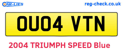 OU04VTN are the vehicle registration plates.