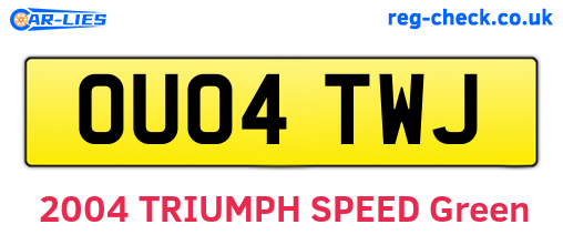 OU04TWJ are the vehicle registration plates.