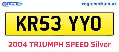KR53YYO are the vehicle registration plates.