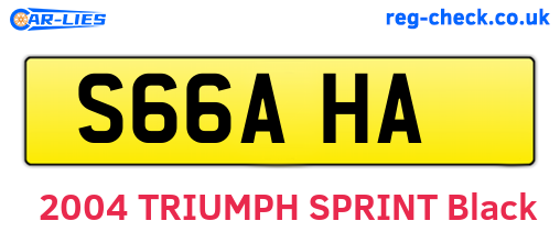 S66AHA are the vehicle registration plates.
