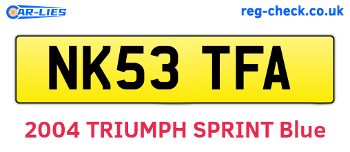 NK53TFA are the vehicle registration plates.