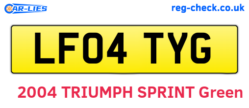 LF04TYG are the vehicle registration plates.