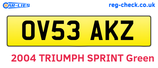 OV53AKZ are the vehicle registration plates.