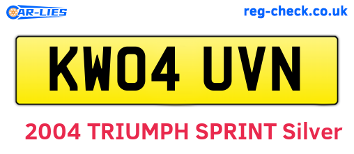 KW04UVN are the vehicle registration plates.