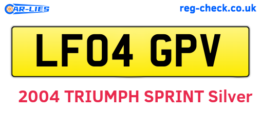LF04GPV are the vehicle registration plates.