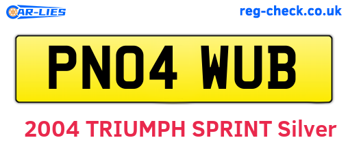 PN04WUB are the vehicle registration plates.