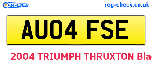 AU04FSE are the vehicle registration plates.