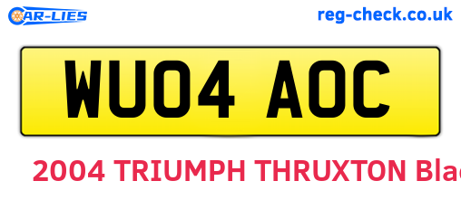WU04AOC are the vehicle registration plates.
