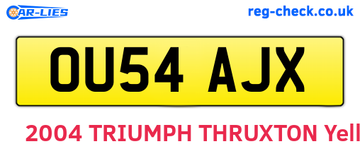 OU54AJX are the vehicle registration plates.