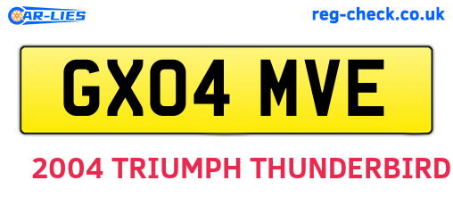 GX04MVE are the vehicle registration plates.