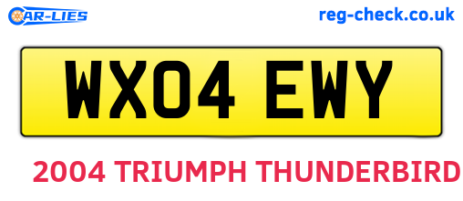 WX04EWY are the vehicle registration plates.