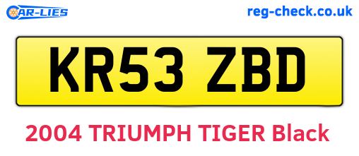 KR53ZBD are the vehicle registration plates.