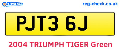 PJT36J are the vehicle registration plates.