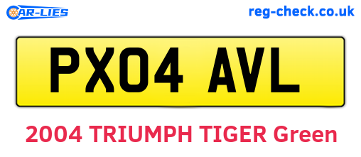 PX04AVL are the vehicle registration plates.