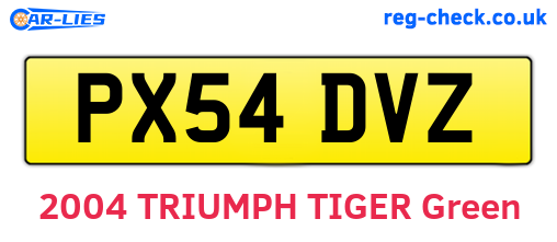 PX54DVZ are the vehicle registration plates.